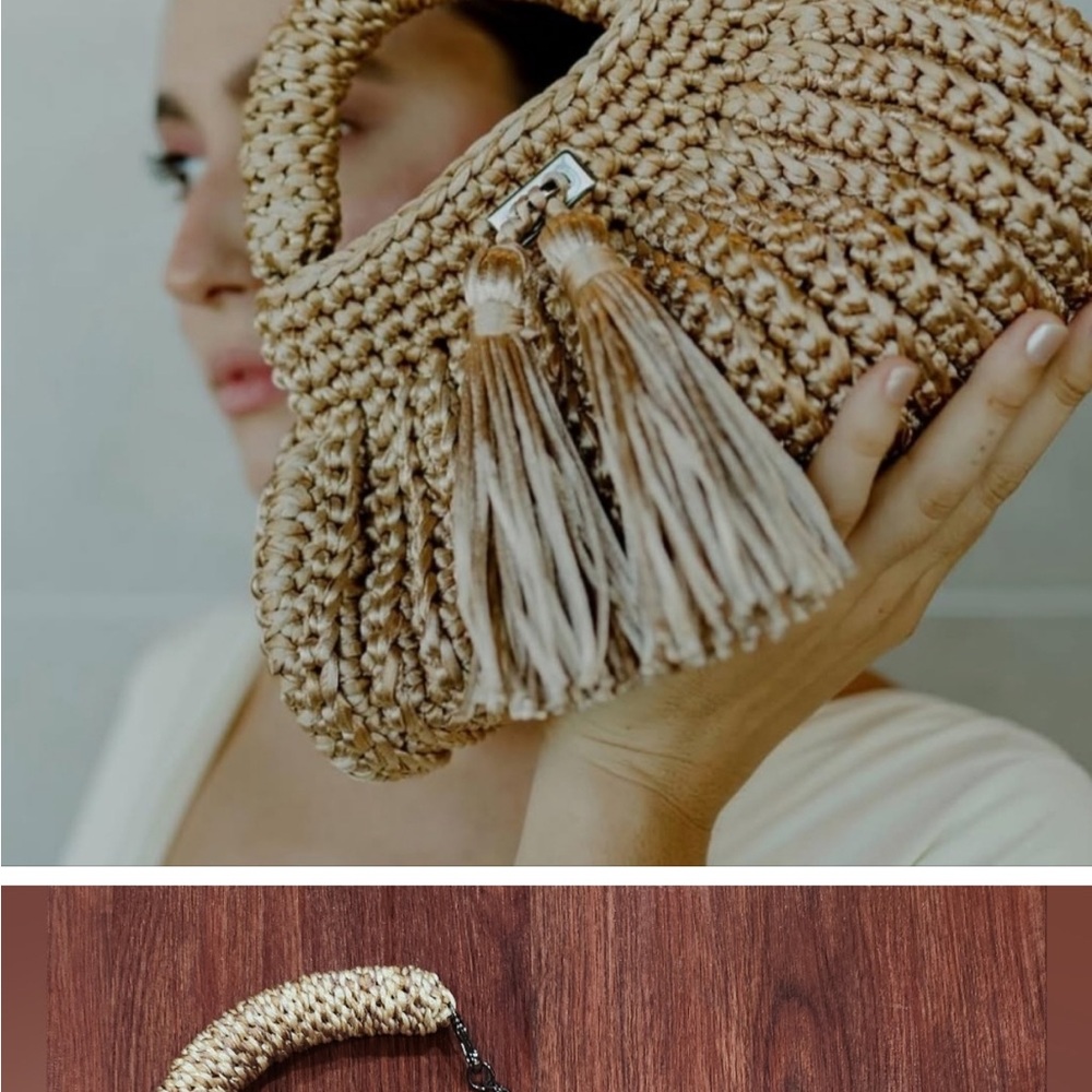 Catarina Mima Handcrafted Tan Woven Bag